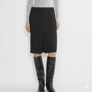 Wilfred| Aritzia| ‘Liason’ Black Pencil Pull-on Midi Skirt With Front Slit Sz S